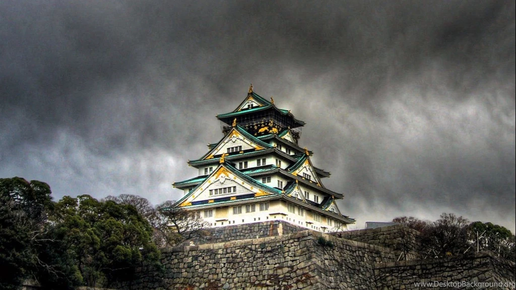 Japan Castles Storm Osaka Church Skyscapes Wallpapers ...