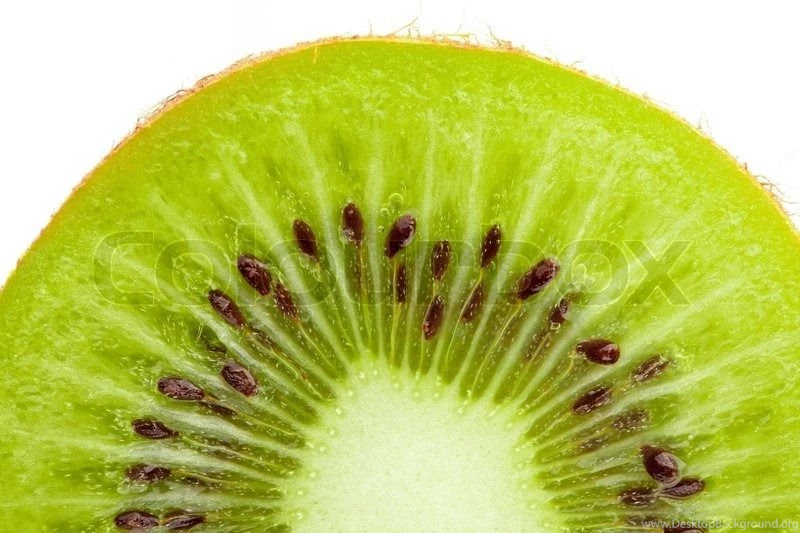 Green Ripe Kiwi Macro Sliced Cuts On Light Backgrounds