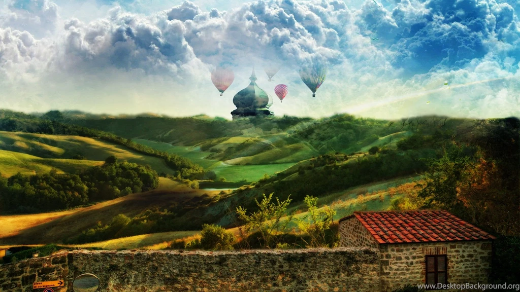 Hot Air Balloons Over The Valley Desktop Wallpapers 28568