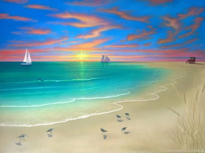 Sunset Beach Wall Mural Wallpapers Mural Ideas 13499