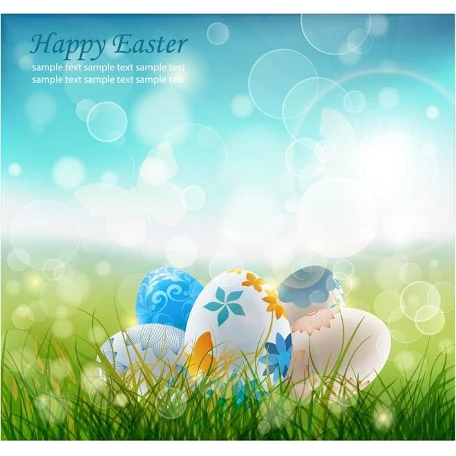 Free Vector Beautiful Easter Egg On Grass Wallpapers Template