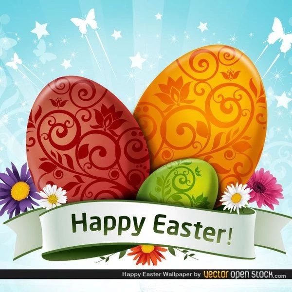 Free Easter Wallpapers Vector With Eggs And Flowers