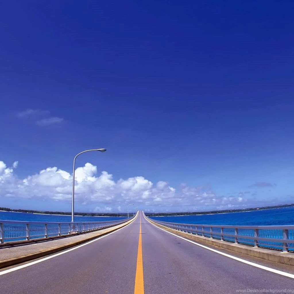 Blue Skies Bridges Cloud Road iPad Wallpapers Download