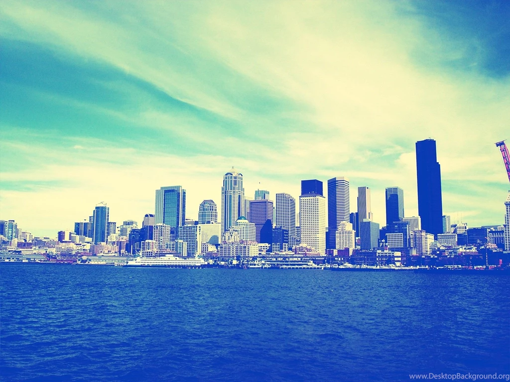 Cityscapes Skylines Seattle Buildings Skyscrapers Lomo Blue Skies ...