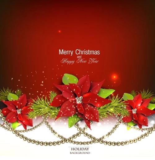 Jewelry And Flowers Red Xmas Backgrounds Vector 02 Vector ...