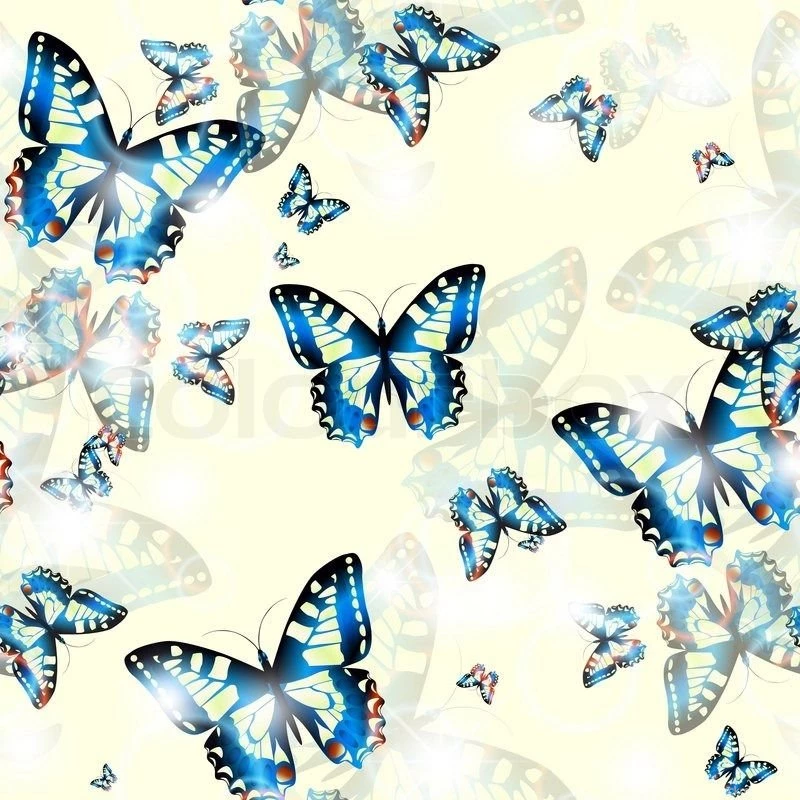 Bright Seamless Blue Butterfly Backgrounds