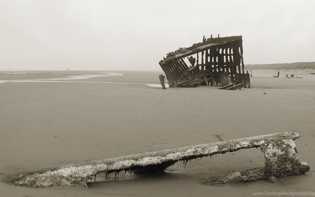 Ship On Sand Sea Wallpapers