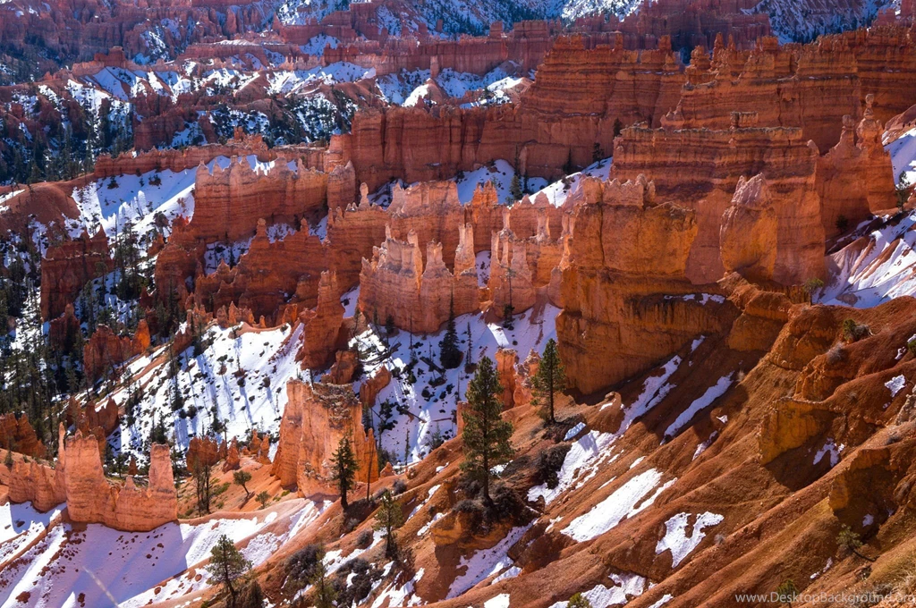 Snow Bryce Canyon National Park Utah Mountains Rocks USA Winter ...