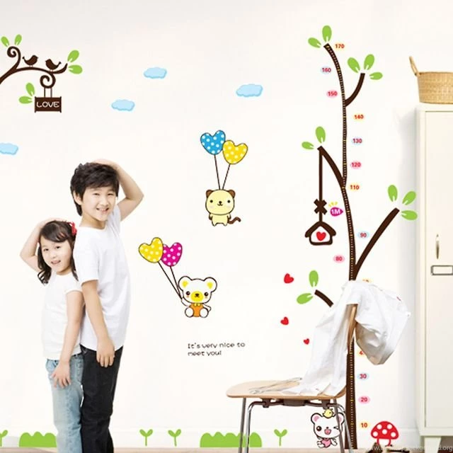 Removable Wall Stickers Cute Koala Measuring Height Feet Tall ...