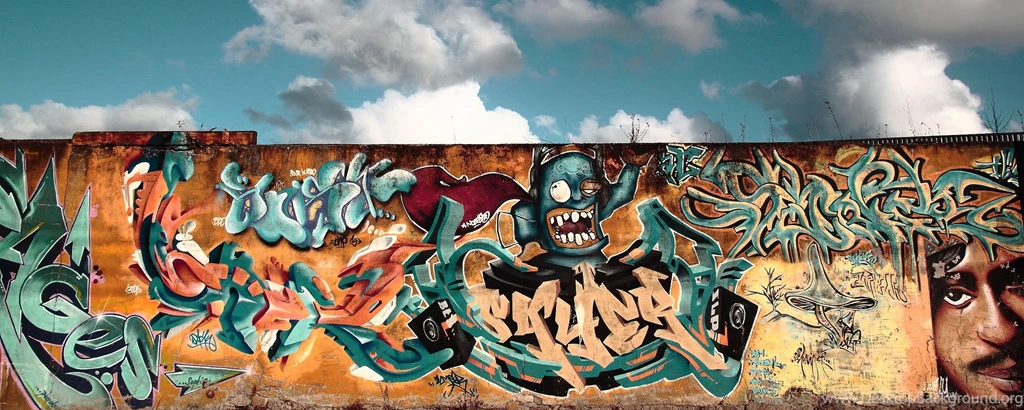 Download Wallpapers 2560x1024 Graffiti, Wall, City, Colorful Dual ...