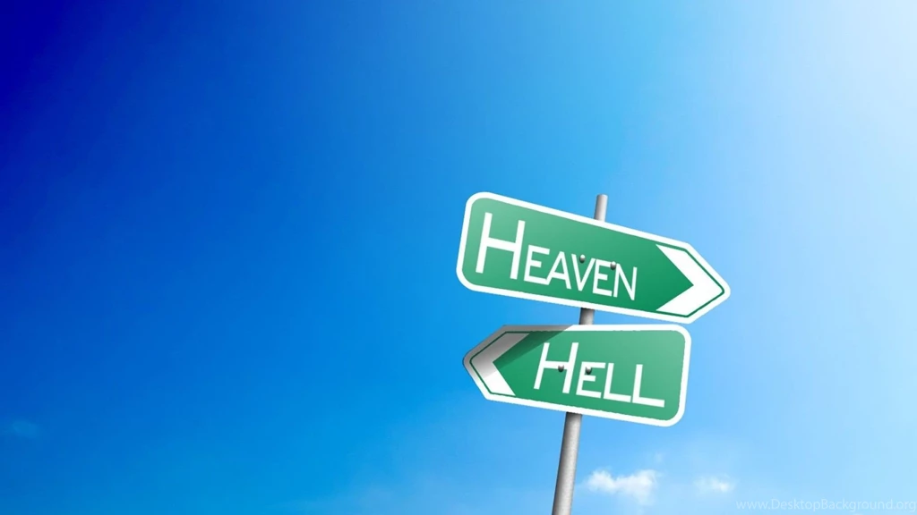 Hell Heaven Inspirational Sign Road Sign Wallpapers