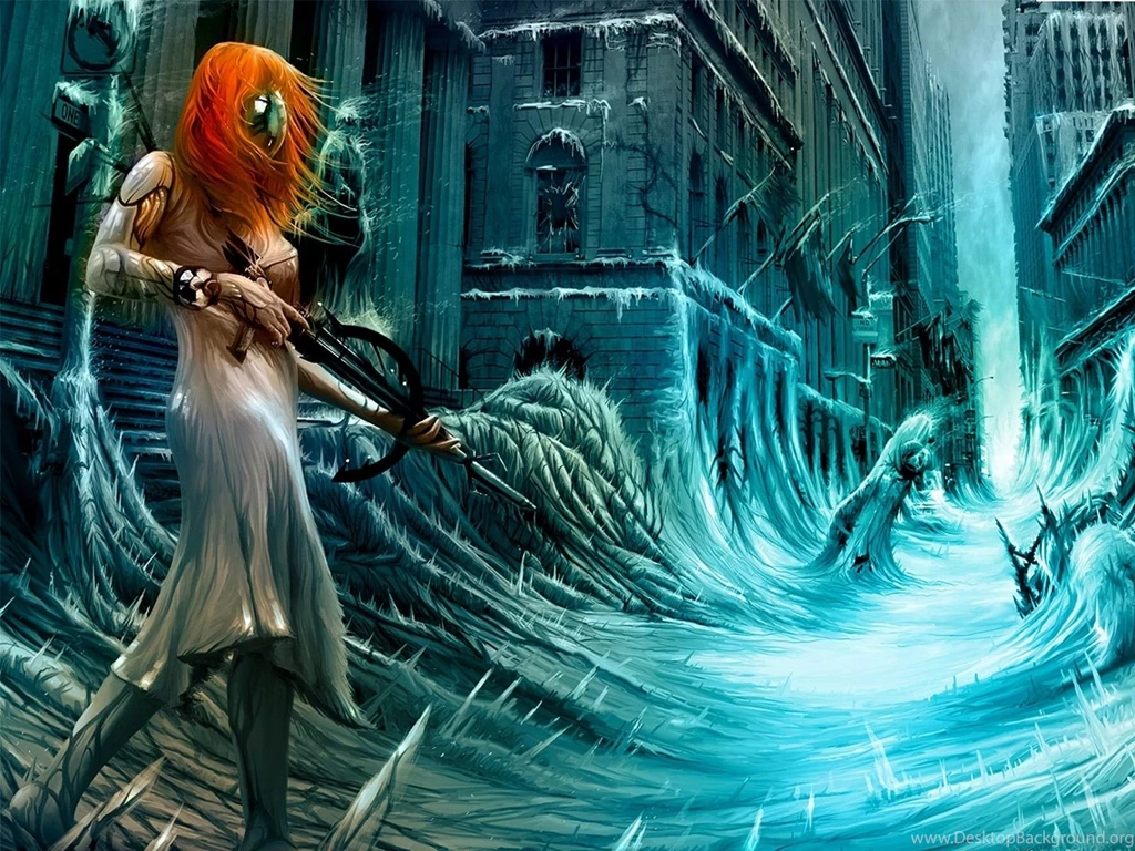 Women Ice Robots Futuristic Redheads Weapons Science Fiction ...