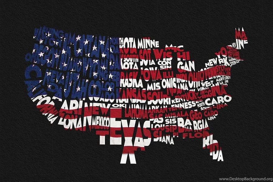 United States Typographic Map Flag Black Backgrounds Digital Art ...