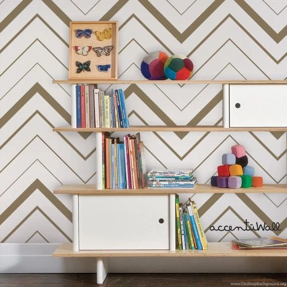 Chevron Bold Removable Wallpapers Gold