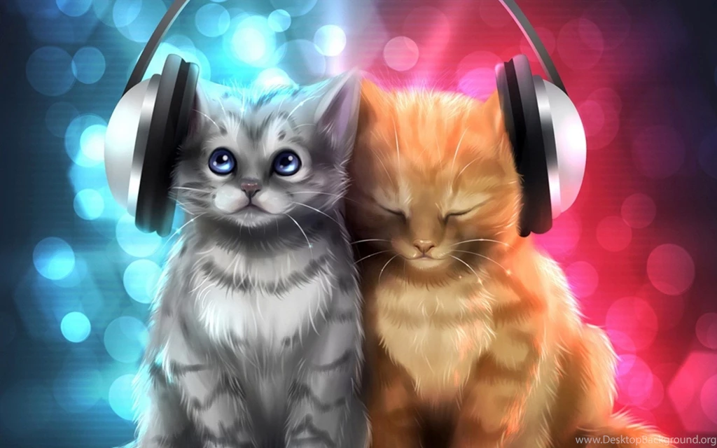 Animal Cat Cats Artwork Art Kitten Headphones Wallpapers ...