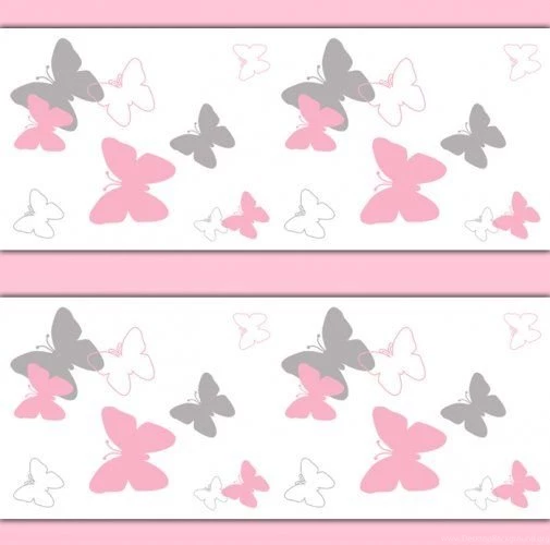 Pink Grey Chevron Wallpapers Border Decals Baby Nursery Girl [300 ...