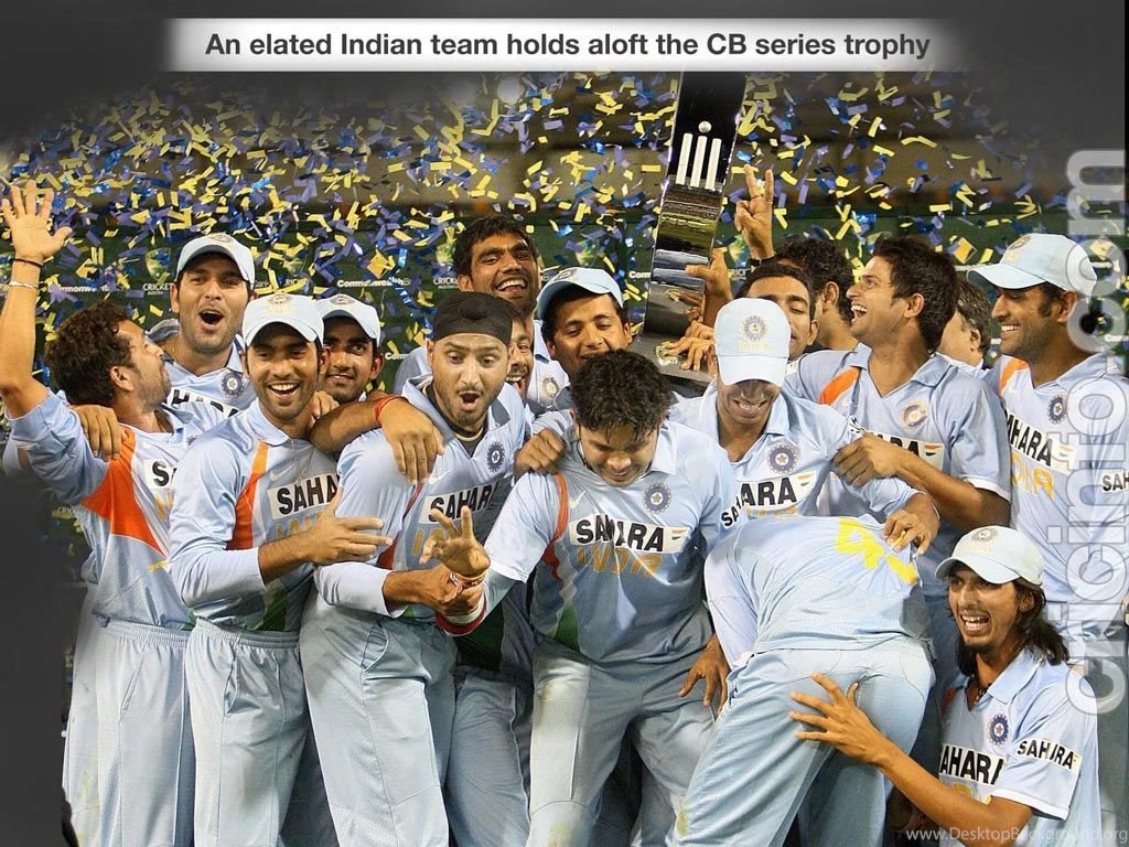 Indian Team With The CB Series Trophy