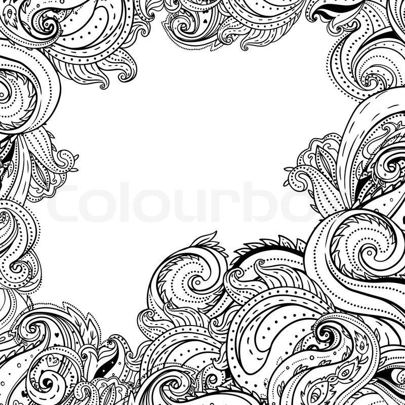 Paisley Patterned Frame, Trendy Modern Wallpapers Or Textile ...