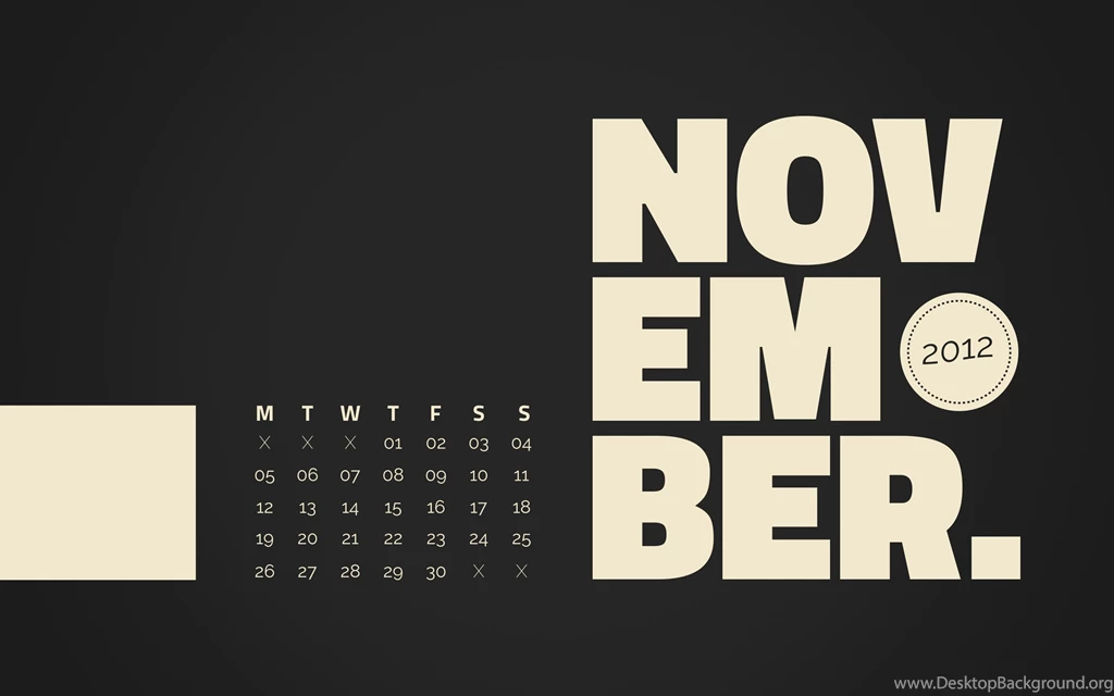November 2012 Desktop Calendar Wallpapers