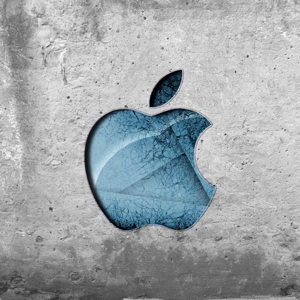 Apple Logo Blue On Stone Texture