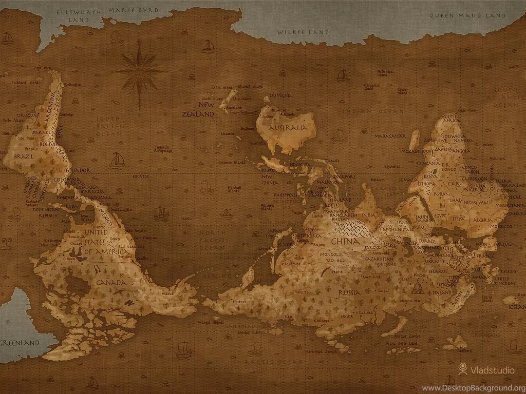 World Map Upside Down · Desktop Wallpapers · Vladstudio