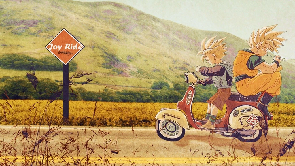 Son Goku, Anime, Son Gohan, Dragon Ball Z, Motorbikes :: Wallpapers