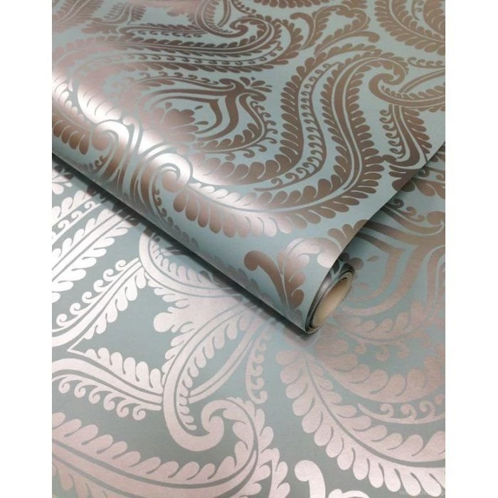 I Love Wallpaper™ Shimmer Damask Metallic Wallpapers Teal / Silver ...