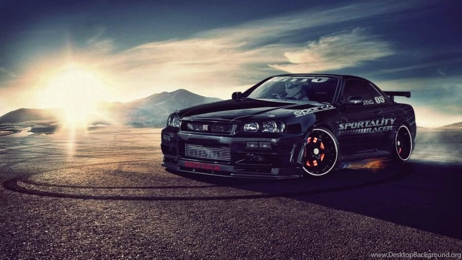 The stig nissan skyline r34 gtr drift sun rays_preview_6d30.jpg