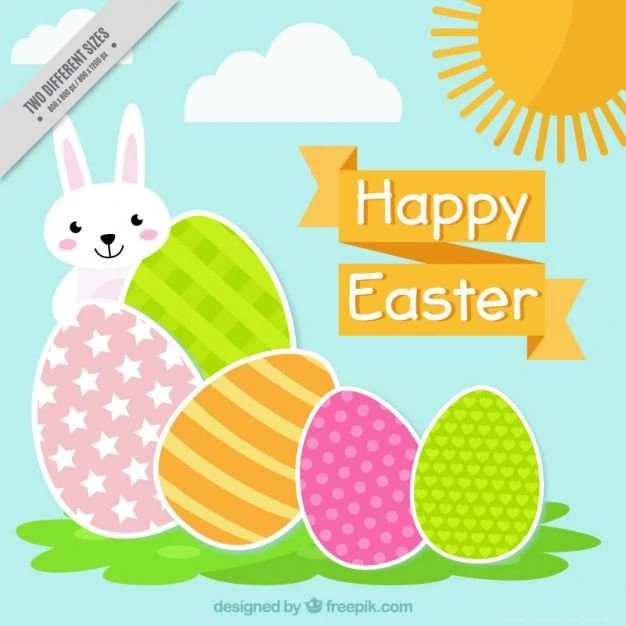 Flat Happy Easter Backgrounds Vector