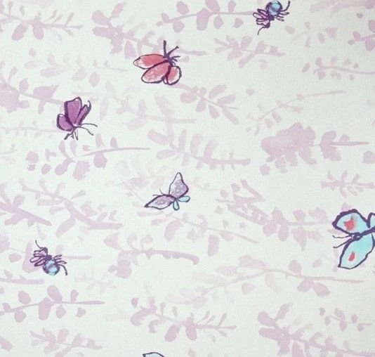 Butterfly Meadow Wallpaper, Mauve And Blue Contemporary ...