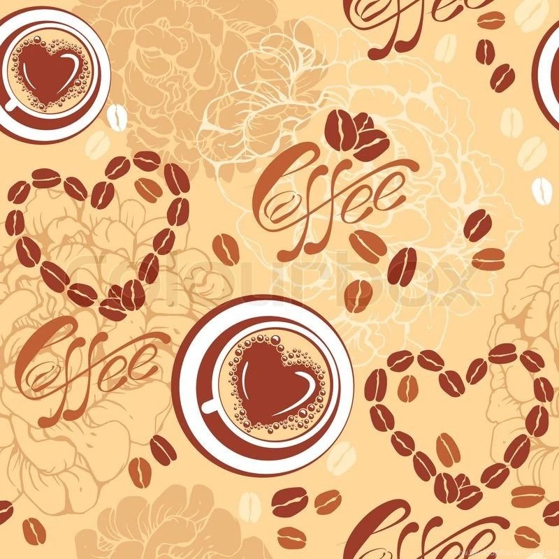 Seamless Pattern With Coffee Cups, Beans, Heart Shapes ...