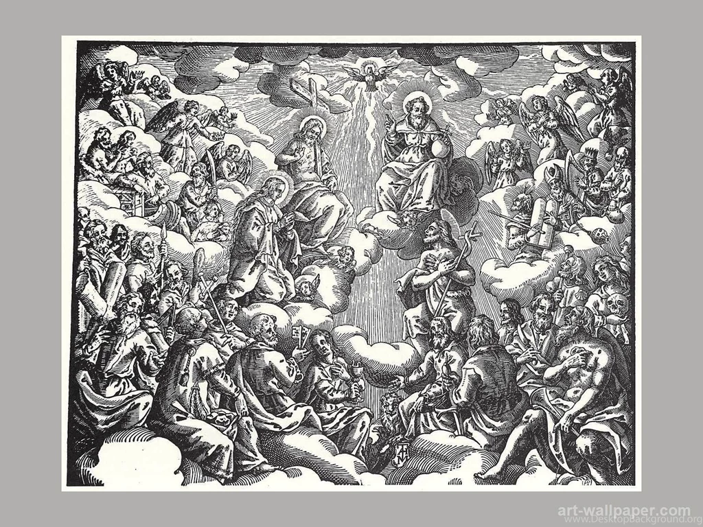 The Holy Trinity Surrounded By Saints In The Clouds , Hannas Marx ...