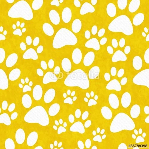 Yellow And White Dog Paw Prints Tile Pattern Repeat Backgrounds ...