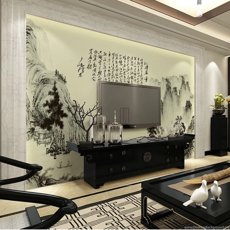 Chinese Plum Retro Mural Patio Spring Snow Mao Zedong Poems Living ...