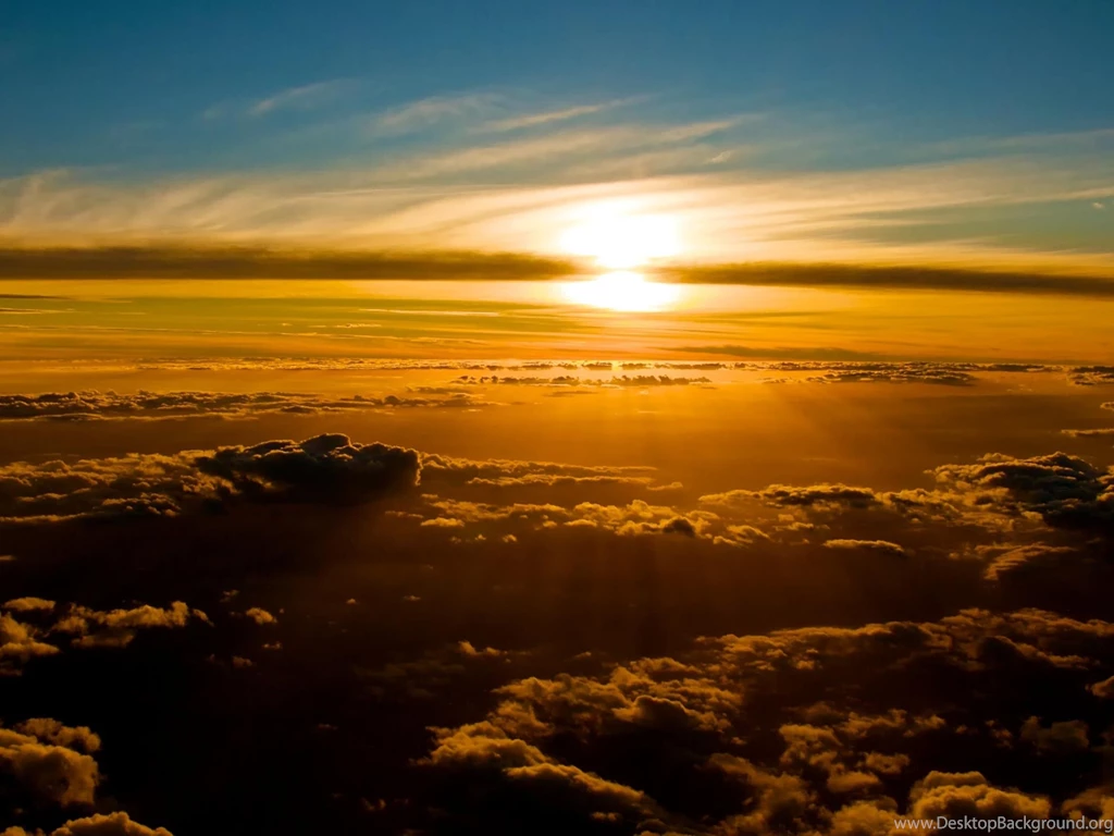 Golden Sunset Above The Clouds Wallpapers And Images   Wallpapers ...