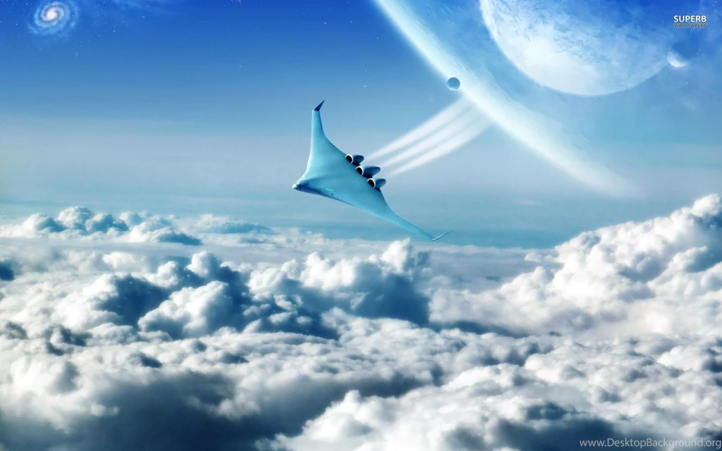 Spaceship Above The Clouds Wallpapers Fantasy Wallpapers