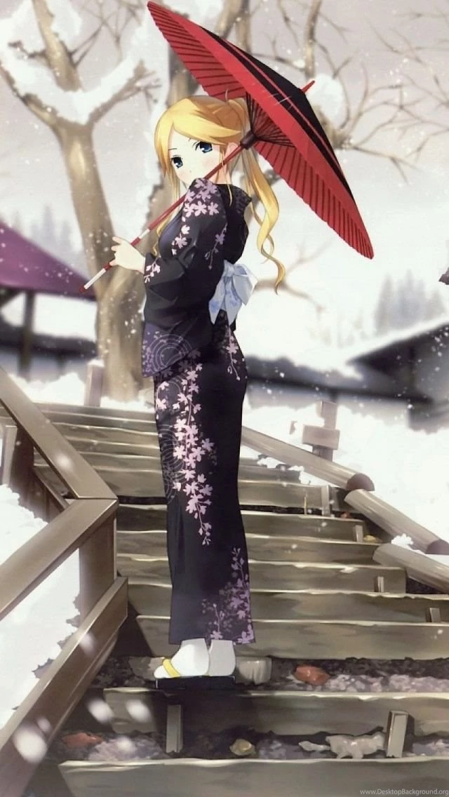 Zetsubou Sensei Winter Anime Umbrellas iPhone 5s Wallpapers ...