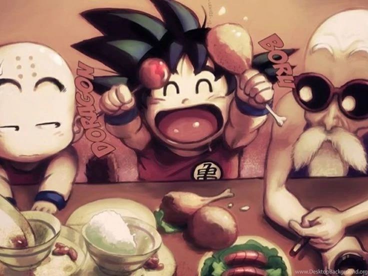 KAWAII Little Krillin & Goku With Master Roshi