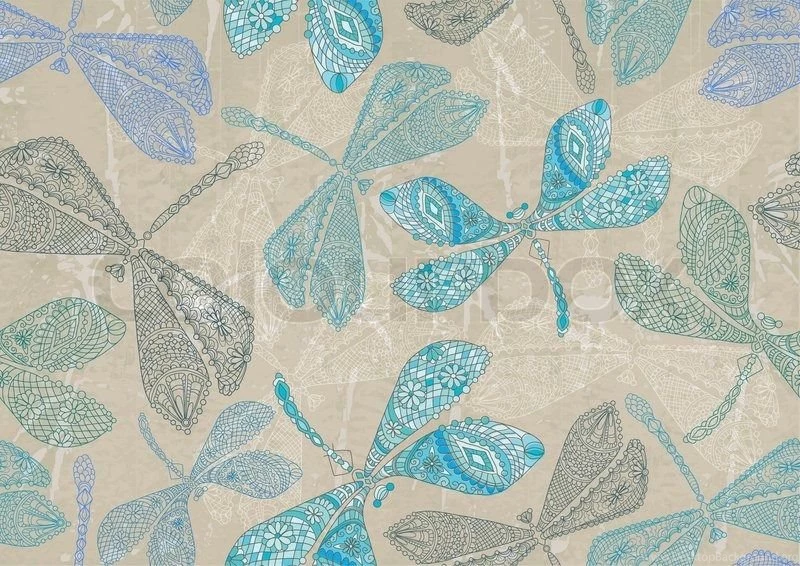 Seamless Pattern With Colorful Dragonfly Can Be Used For Wallpapers ...