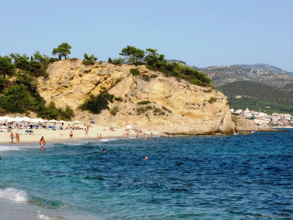 Thassos Tripity Beach...left End Full Nude... Photo From Limenaria ...