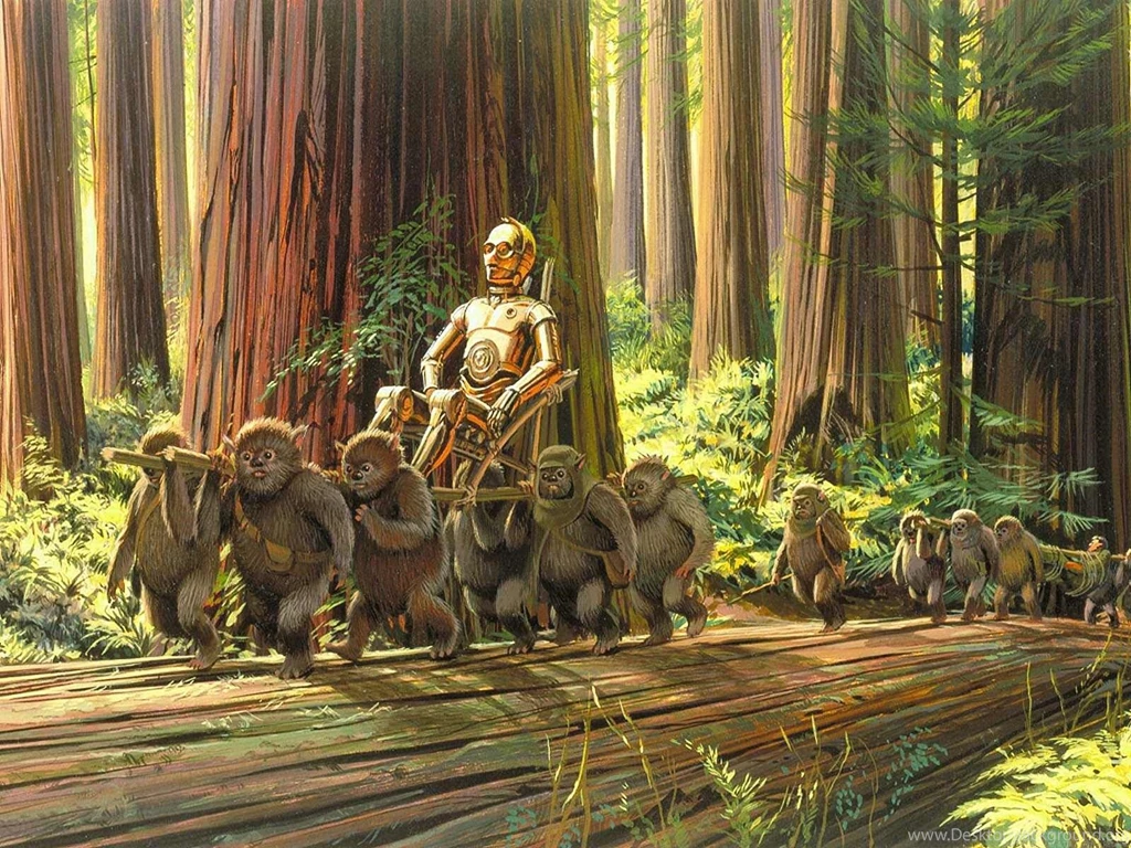 Star Wars, C3PO, Artwork, Ralph McQuarrie, Ewoks :: Wallpapers