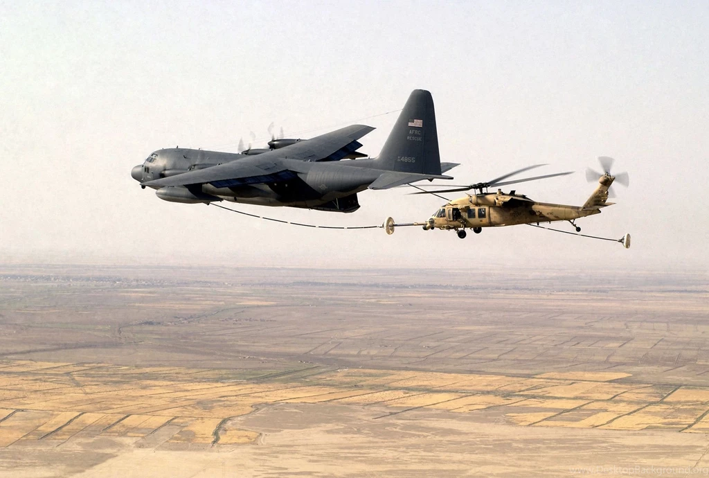 Kc 130 Hercules Uh 60 Black Hawk Aircraft Fueling Helicopters ...