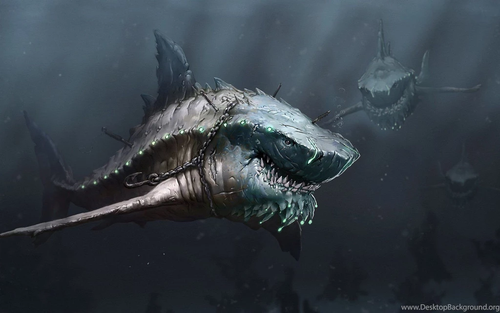Water Animals Fantasy Art Sharks Wallpapers