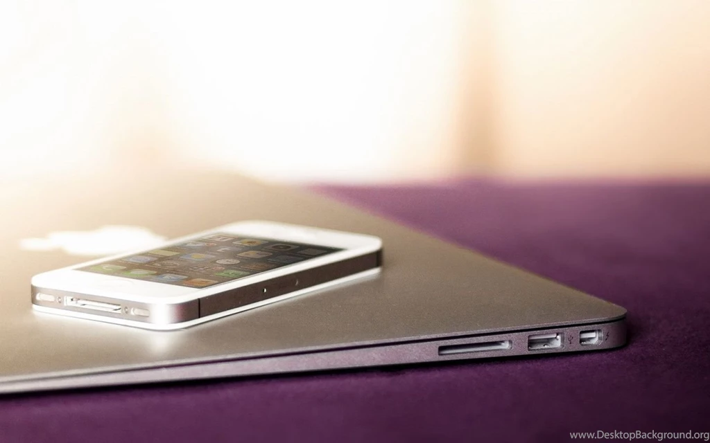 1440x900 White iPhone And Macbook Air Desktop PC And Mac Wallpapers
