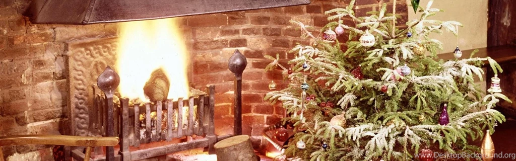 Download Wallpapers 3840x1200 Christmas Tree, Fireplace, Fire ...