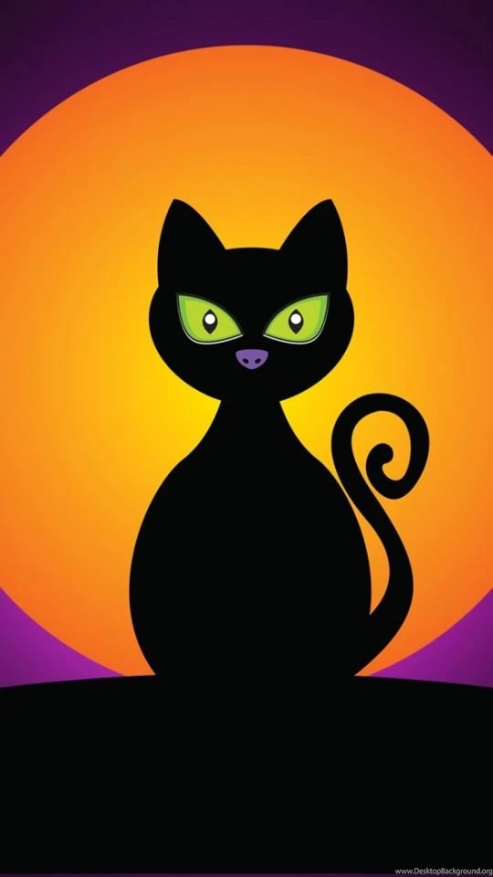 Download Wallpapers 540x960 Cat, Black, Halloween, Moon, Silhouette ...