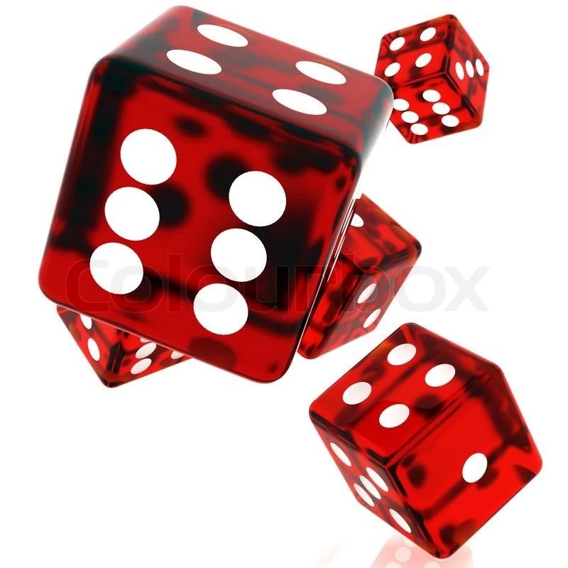 3D Red Rolling Dice On White Backgrounds