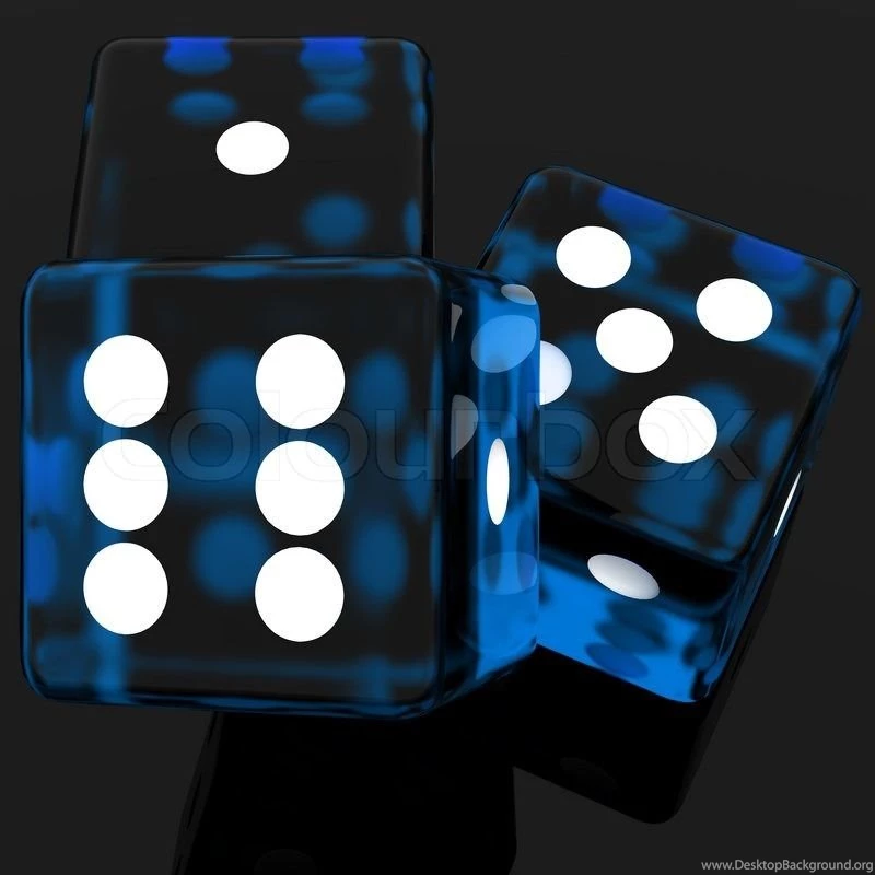 3D Blue Rolling Dice On Black Backgrounds