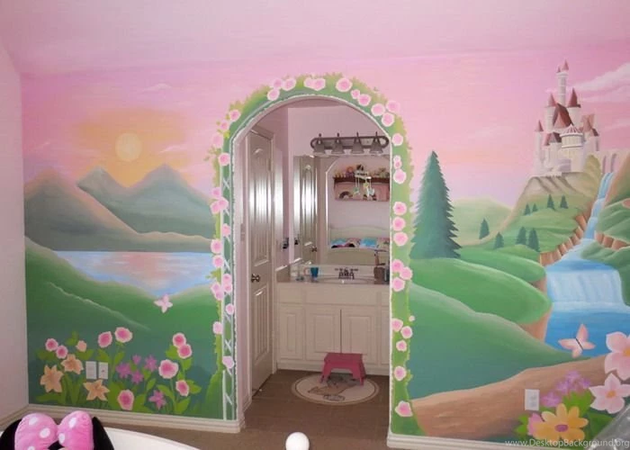Girls Room With Princess Castle Wall Mural   Wallpapers Mural Ideas ...