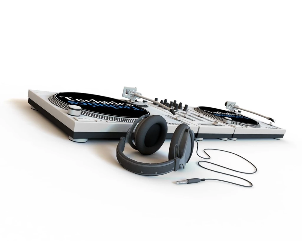 Two Turntables And Headphones Dj